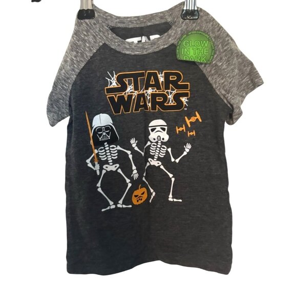 Star Wars Glow-In-The-Dark Skeleton Graphic Toddler T-Shirt 12M Charcoal Heather - Picture 1 of 7
